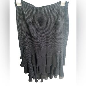 Escada Women's Vintage 100% Silk Polka Dot Ruffle Tiered Midi Skirt Sz 38EU/US 8